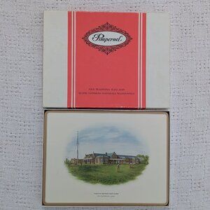 VTG Pimpernel Placemats Famous British Golf Clubs Set of 4 Cork Back 12" x 9"